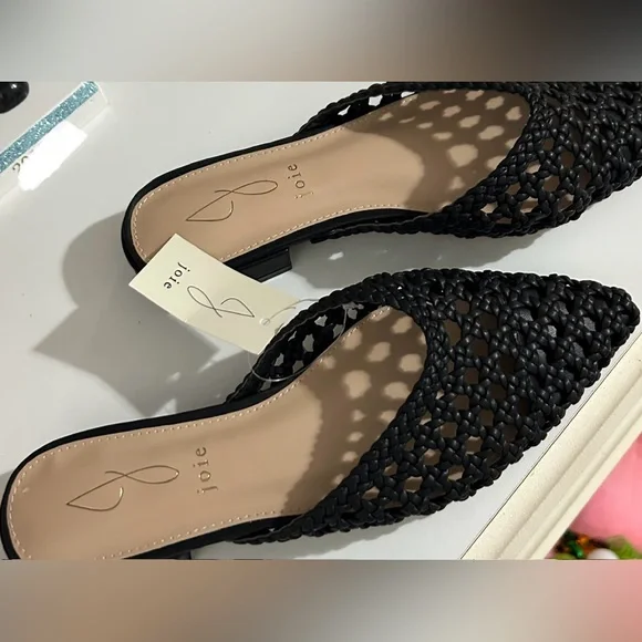 NWT Joie Behold Open Back Woven Pointed Toe Slip On Mules Sandals - Picture 8 of 12